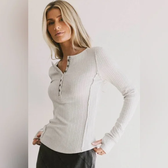 NWT Bohme Emmilianne Ribbed Top grey size xs - Picture 1 of 13